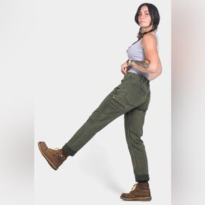 Dovetail Workwear Shop Pant, Olive Green Denim